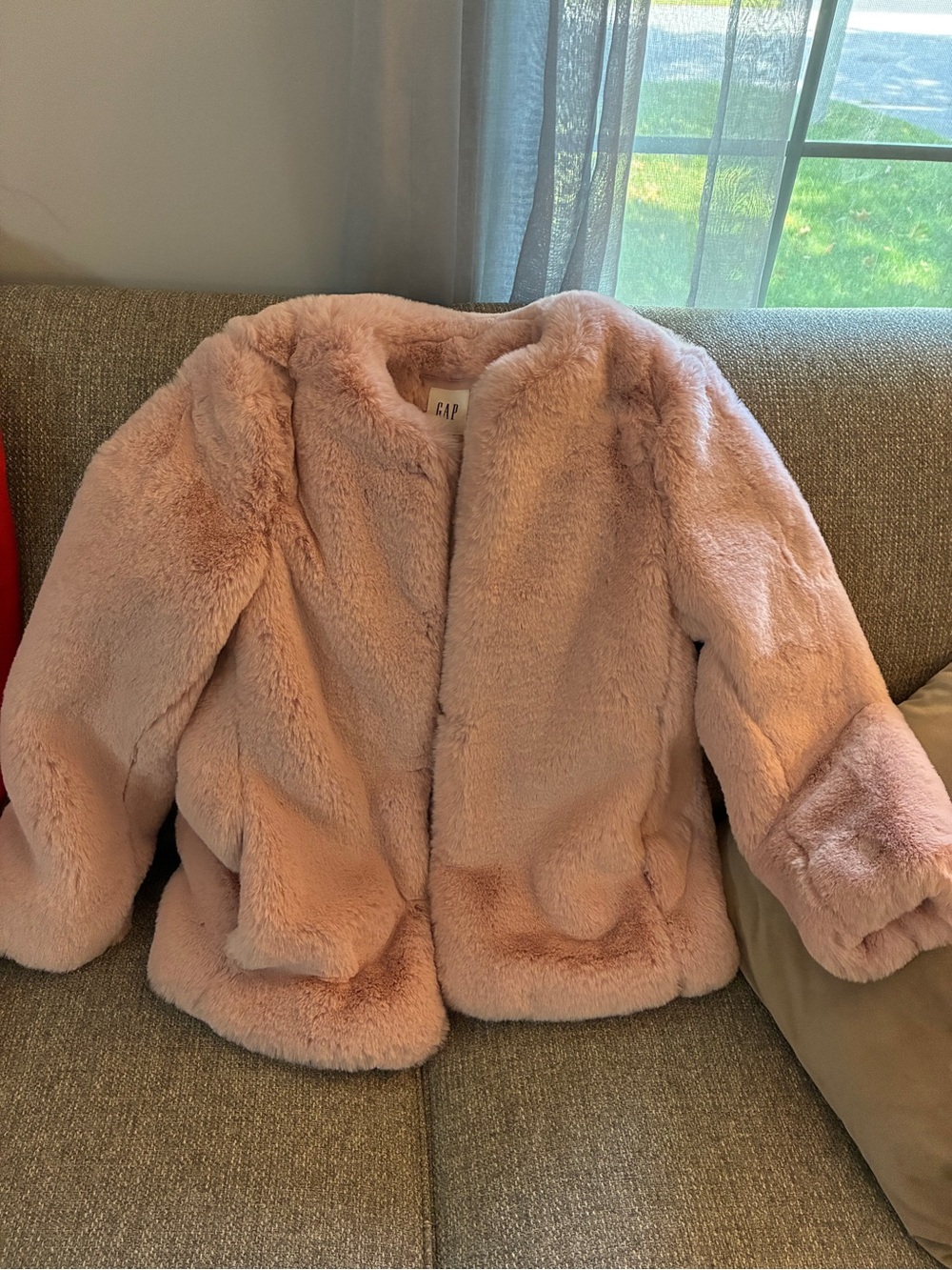 GAP Pink Faux Fur Coat